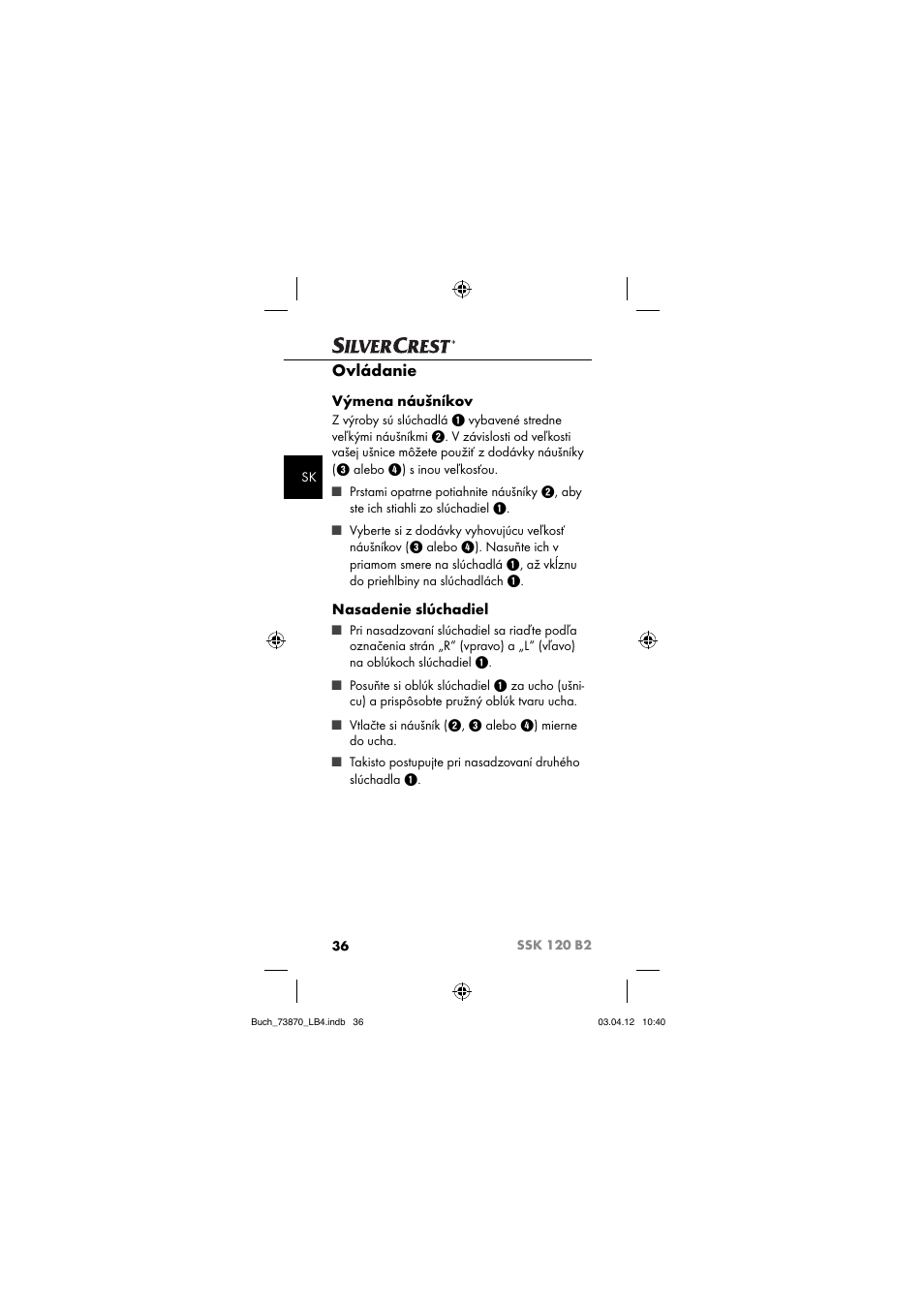 Ovládanie, Výmena náušníkov, Nasadenie slúchadiel | Silvercrest SSK 120 B2 User Manual | Page 39 / 59