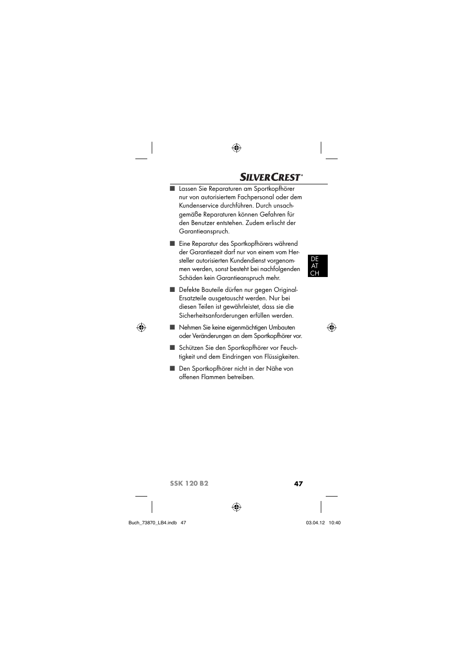 Silvercrest SSK 120 B2 User Manual | Page 50 / 59