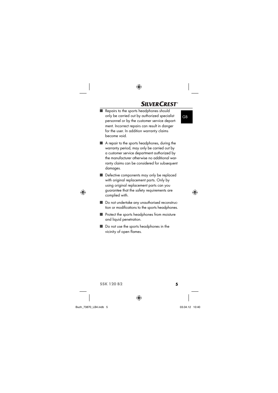 Silvercrest SSK 120 B2 User Manual | Page 8 / 59