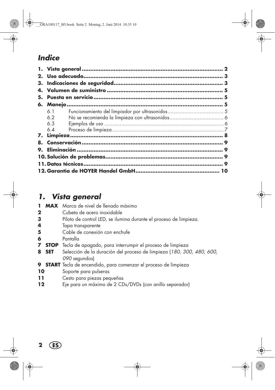 Indice, Vista general | Silvercrest SUR 46 B1 User Manual | Page 4 / 54