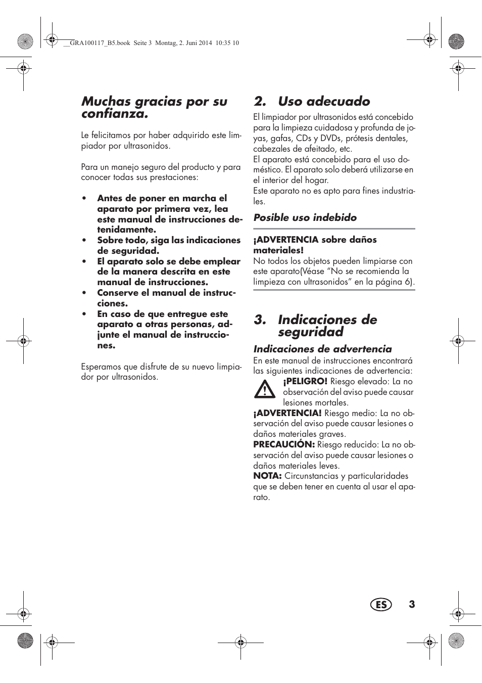 Muchas gracias por su confianza, Uso adecuado, Indicaciones de seguridad | Silvercrest SUR 46 B1 User Manual | Page 5 / 54