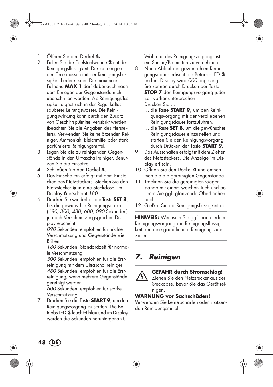 Reinigen | Silvercrest SUR 46 B1 User Manual | Page 50 / 54