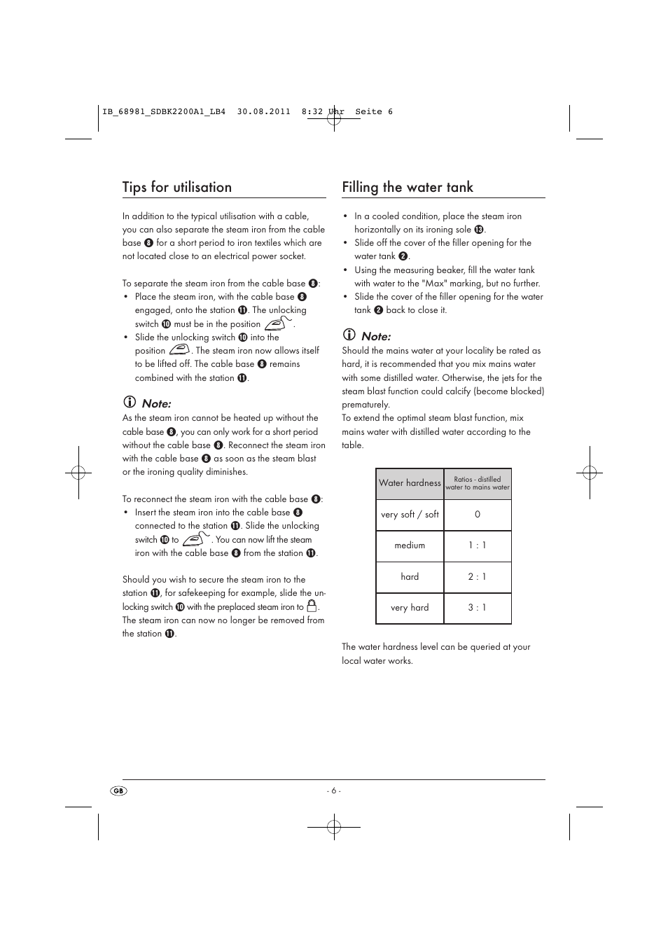 Tips for utilisation, Filling the water tank | Silvercrest SDBK 2200 A1 User Manual | Page 8 / 72
