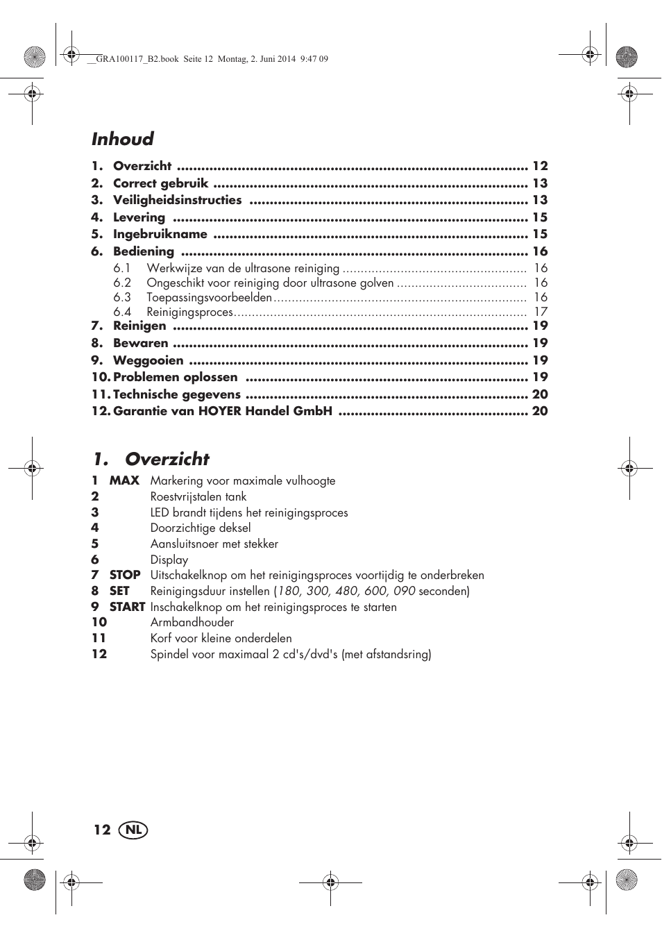 Inhoud, Overzicht | Silvercrest SUR 46 B1 User Manual | Page 14 / 46