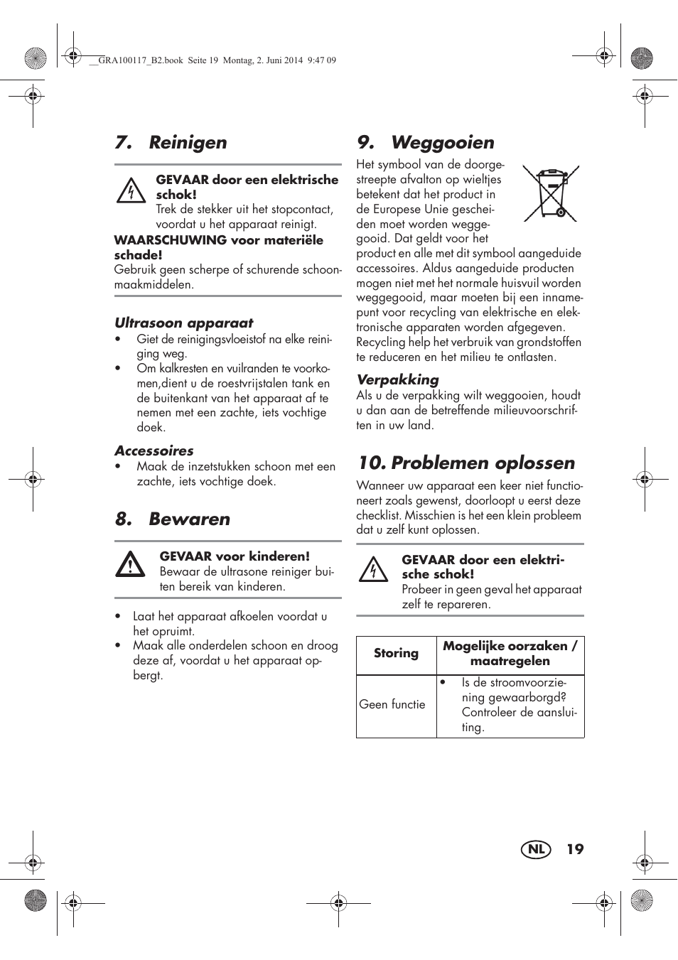 Reinigen, Bewaren, Weggooien | Problemen oplossen | Silvercrest SUR 46 B1 User Manual | Page 21 / 46