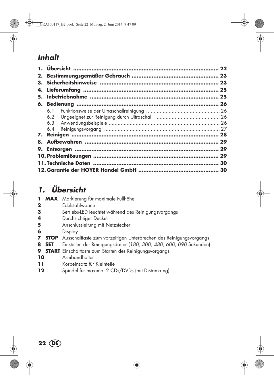 Inhalt, Übersicht | Silvercrest SUR 46 B1 User Manual | Page 24 / 46