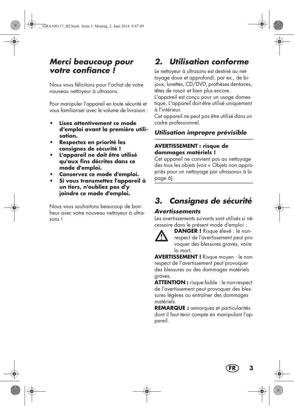 Merci beaucoup pour votre confiance, Utilisation conforme, Consignes de sécurité | Silvercrest SUR 46 B1 User Manual | Page 5 / 46