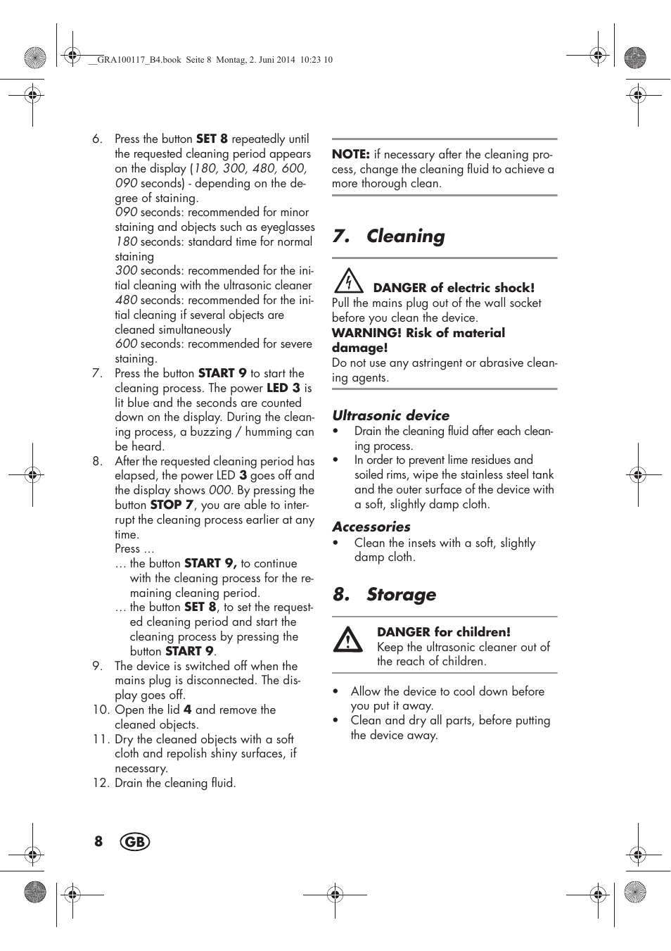 Cleaning, Storage | Silvercrest SUR 46 B1 User Manual | Page 10 / 78