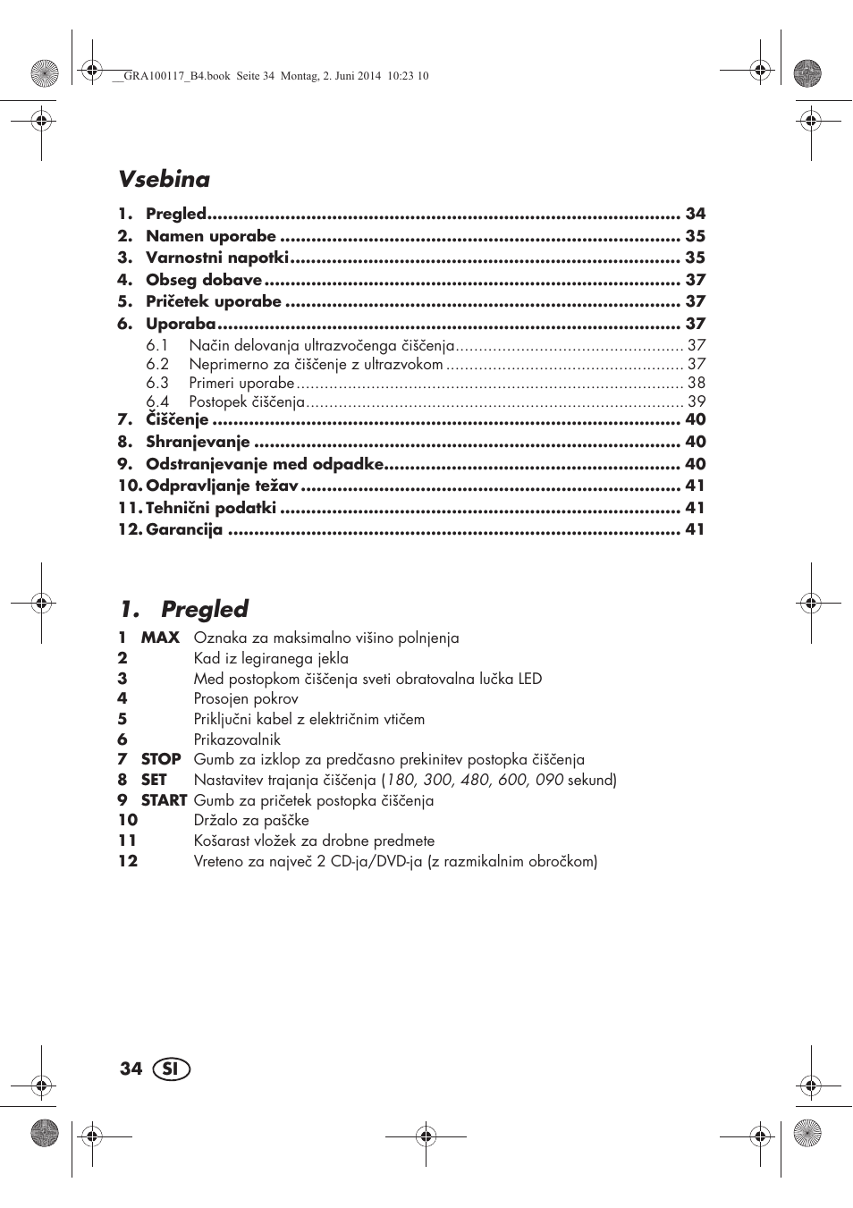 Vsebina, Pregled | Silvercrest SUR 46 B1 User Manual | Page 36 / 78