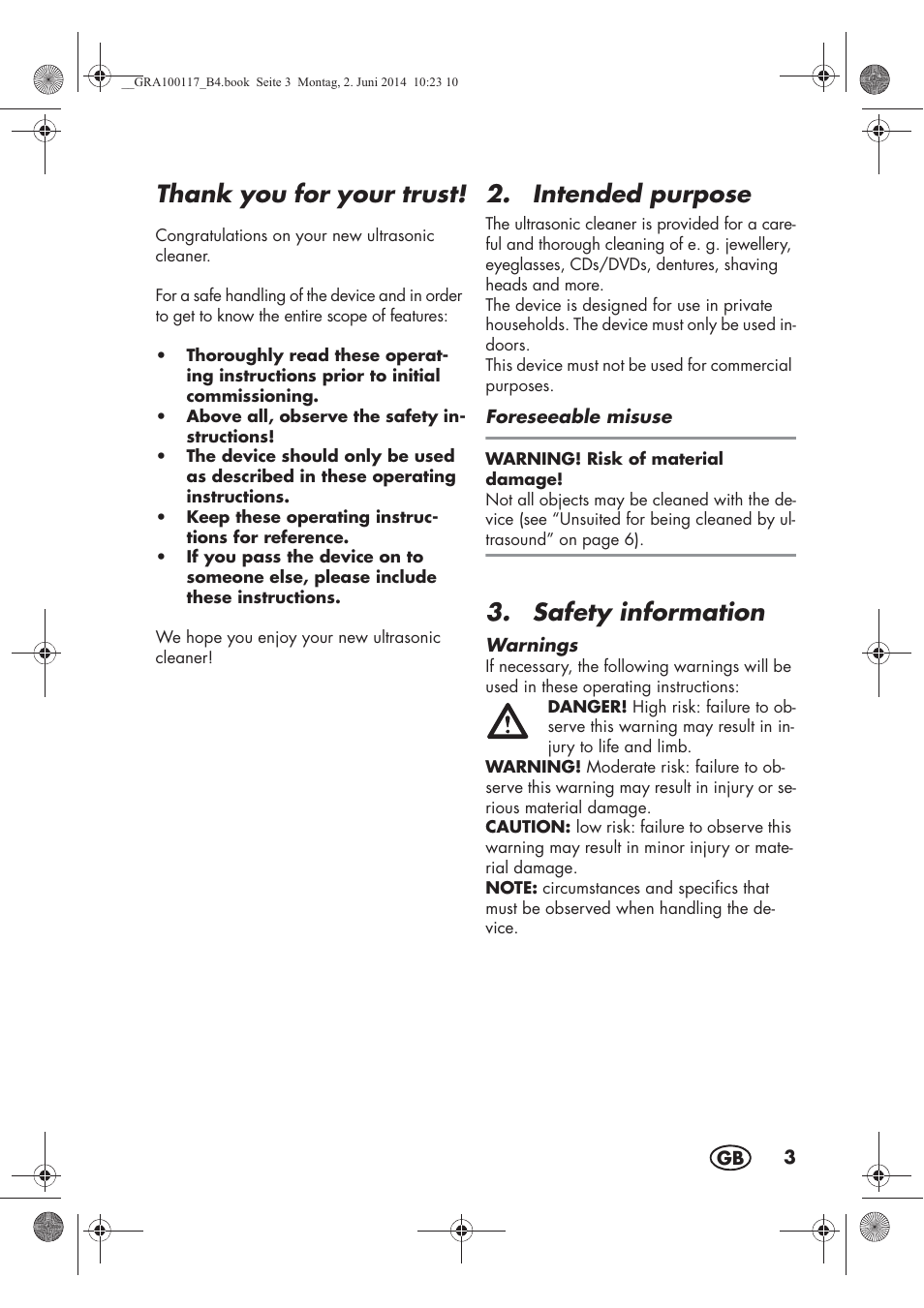 Intended purpose, Safety information | Silvercrest SUR 46 B1 User Manual | Page 5 / 78