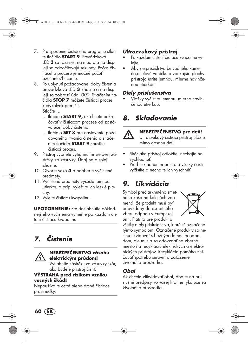 istenie, Skladovanie, Likvidácia | Silvercrest SUR 46 B1 User Manual | Page 62 / 78