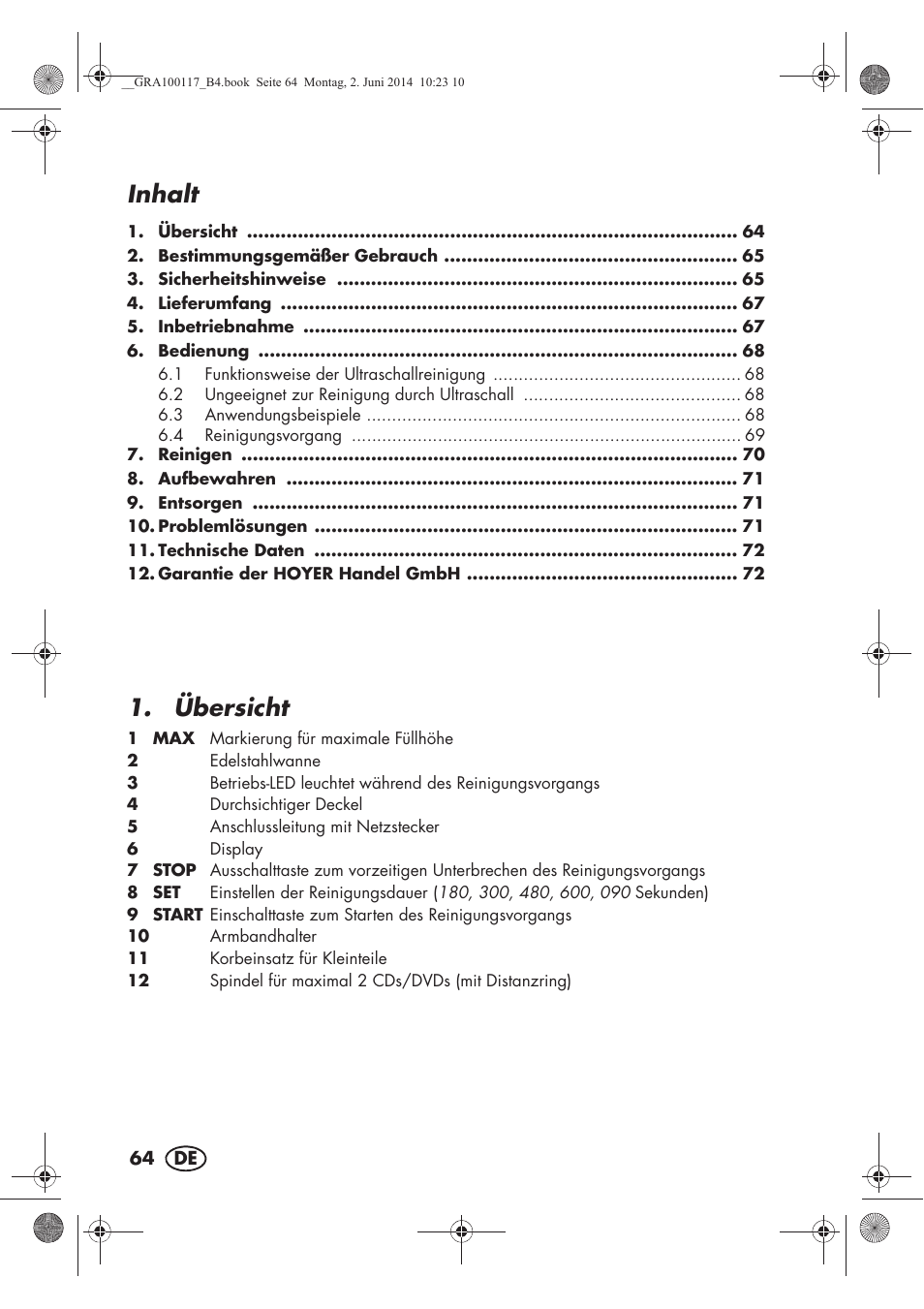 Inhalt, Übersicht | Silvercrest SUR 46 B1 User Manual | Page 66 / 78