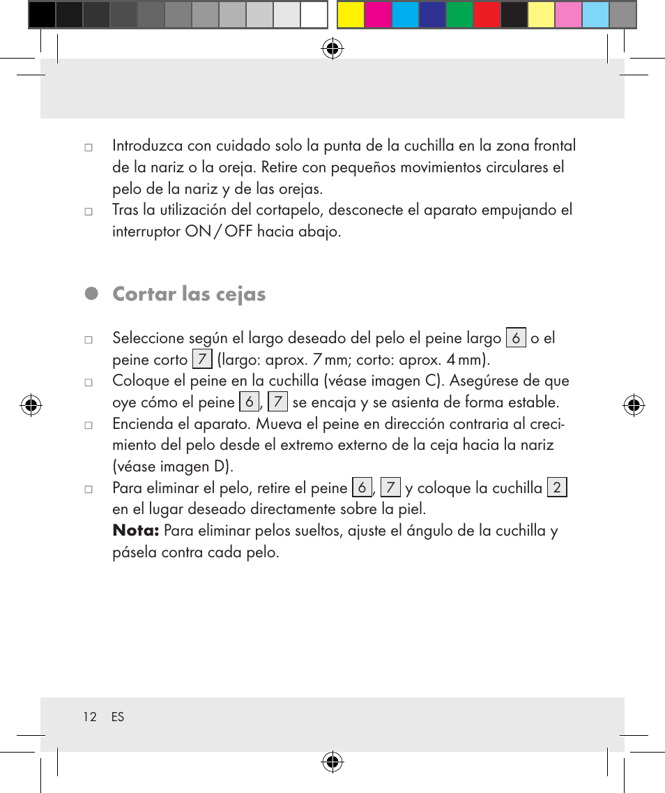 Cortar las cejas | Silvercrest Z31284 User Manual | Page 12 / 47