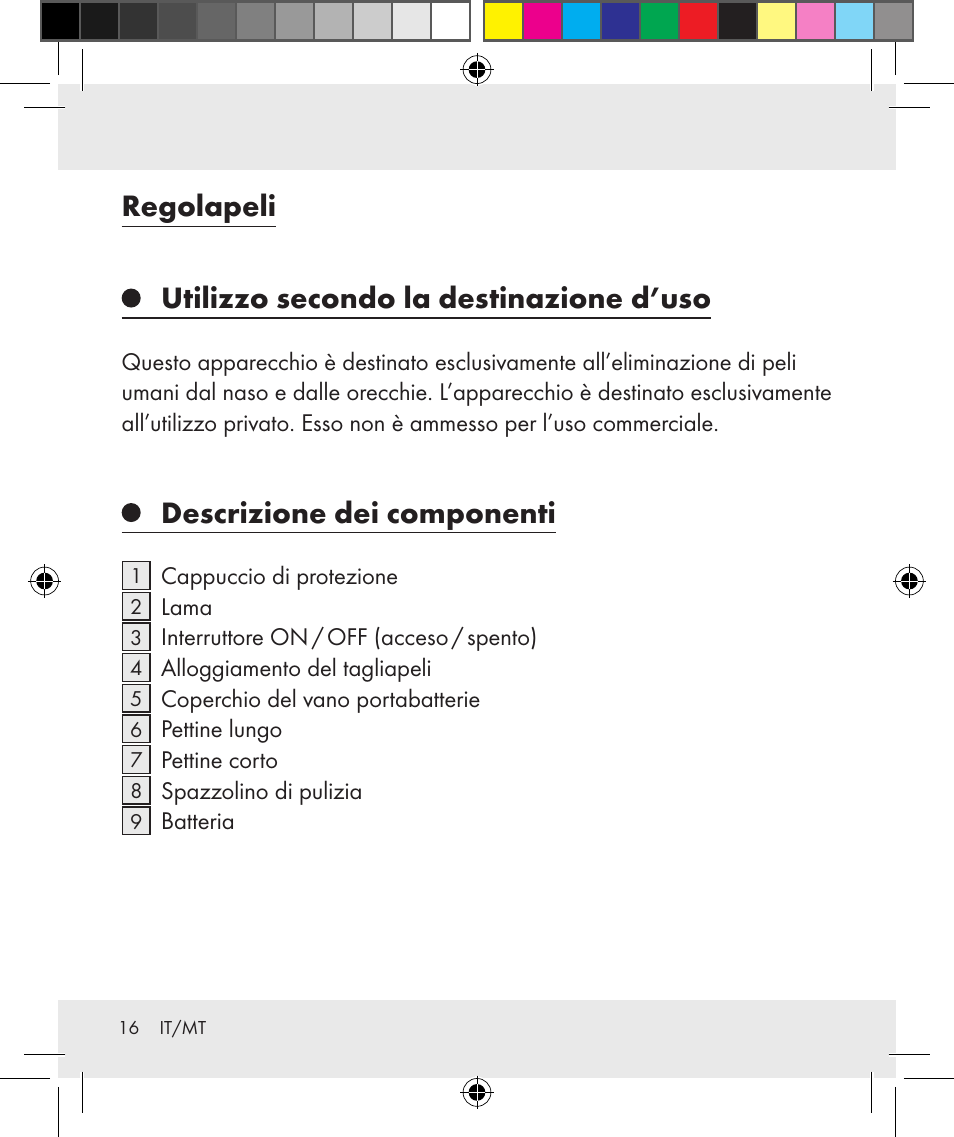 Regolapeli utilizzo secondo la destinazione d’uso, Descrizione dei componenti | Silvercrest Z31284 User Manual | Page 16 / 47