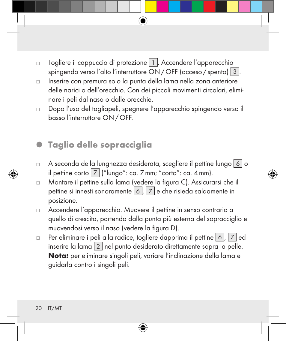 Taglio delle sopracciglia | Silvercrest Z31284 User Manual | Page 20 / 47