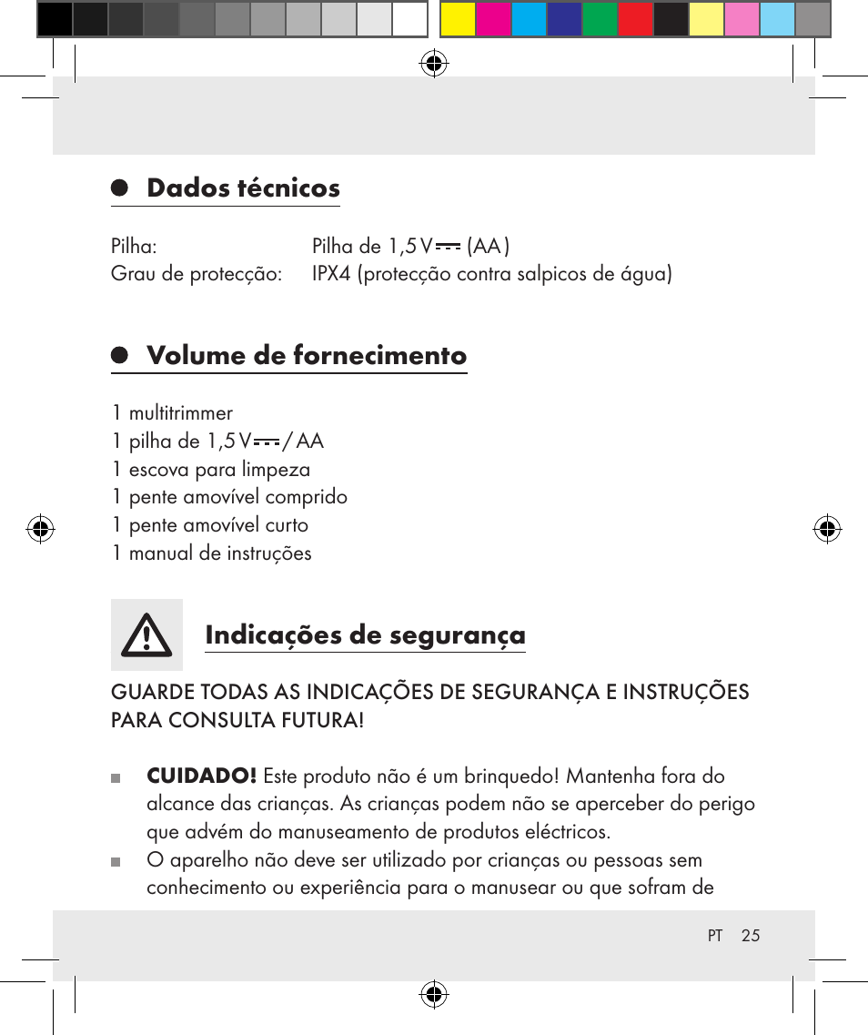 Dados técnicos, Volume de fornecimento, Indicações de segurança | Silvercrest Z31284 User Manual | Page 25 / 47