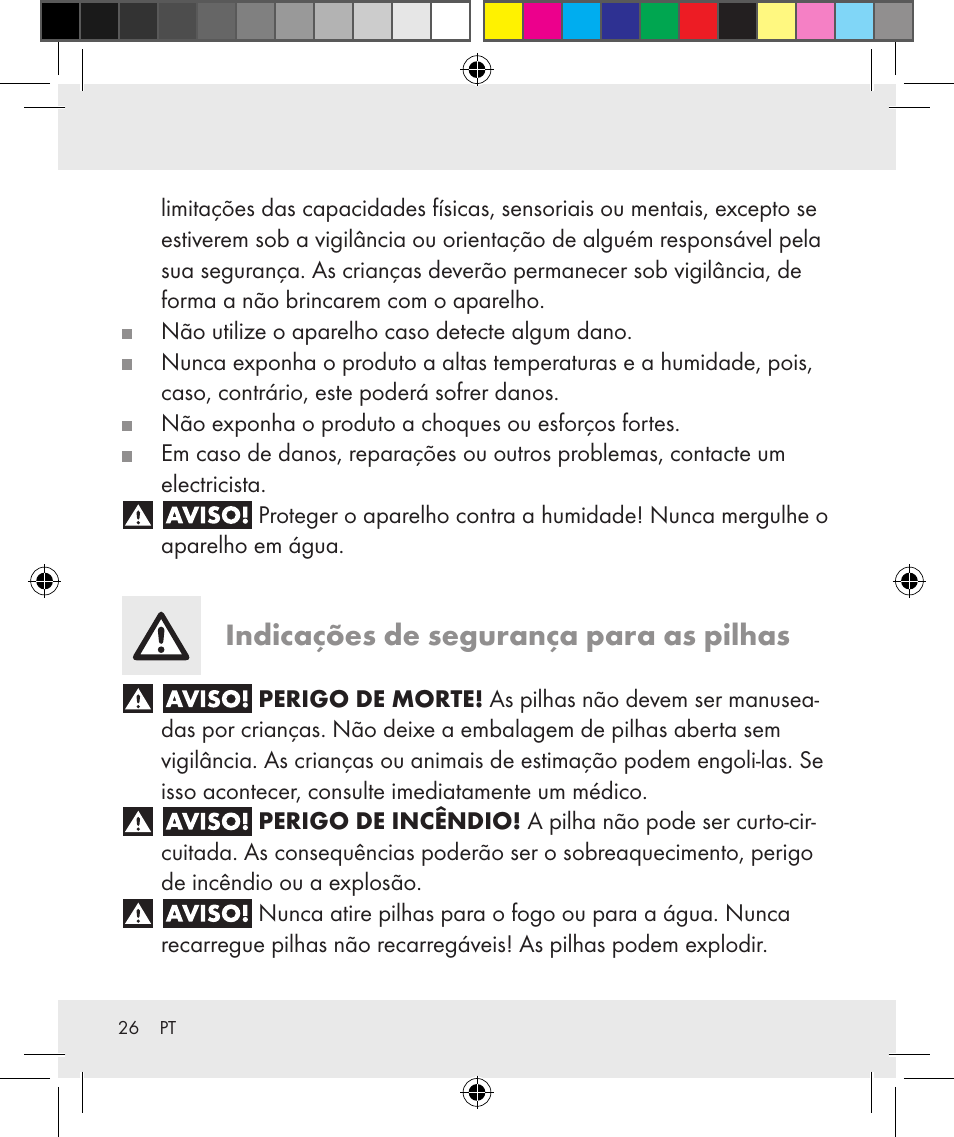 Indicações de segurança para as pilhas | Silvercrest Z31284 User Manual | Page 26 / 47