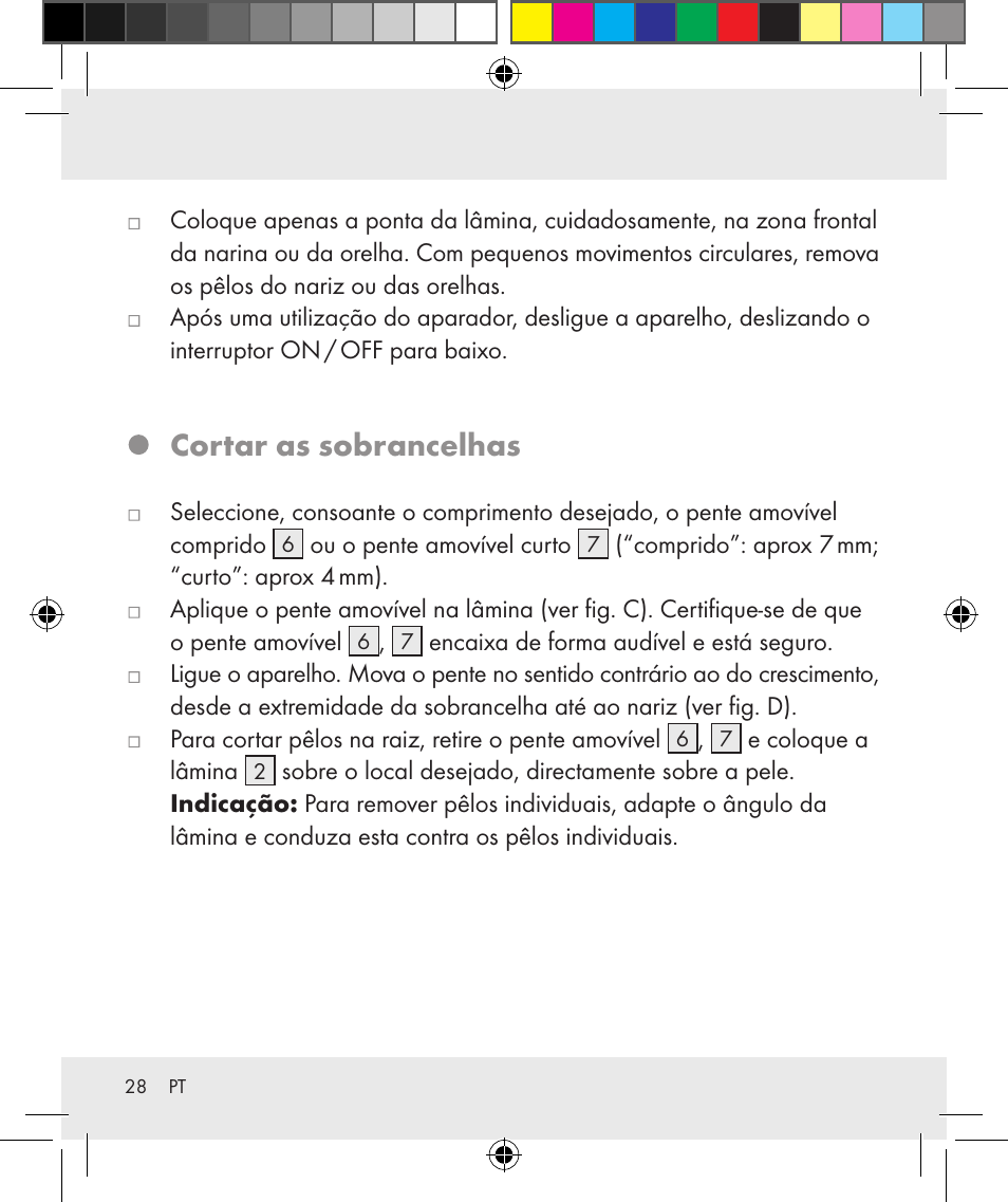 Cortar as sobrancelhas | Silvercrest Z31284 User Manual | Page 28 / 47