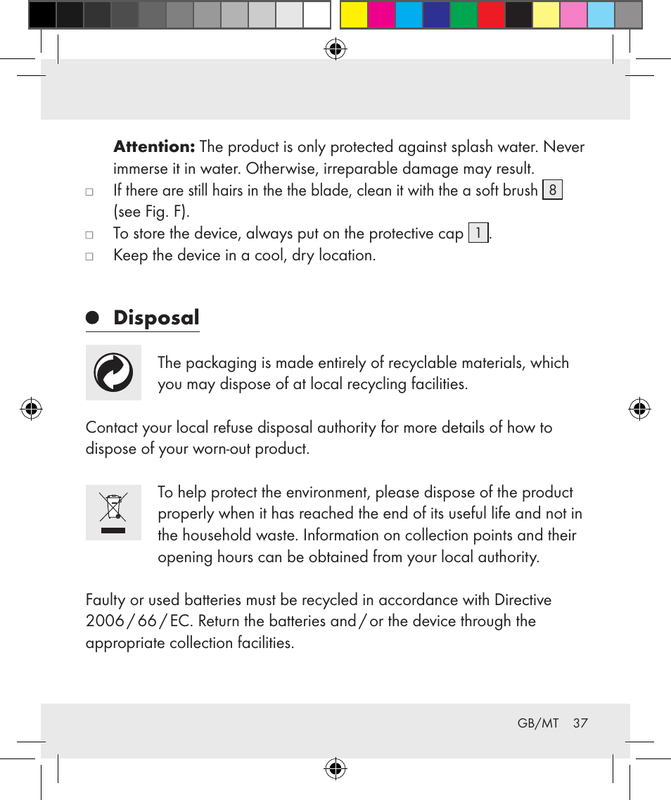 Disposal | Silvercrest Z31284 User Manual | Page 37 / 47
