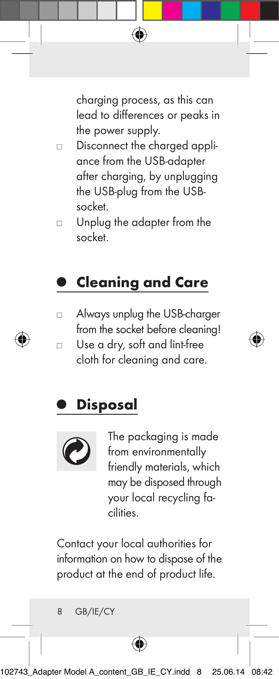 Cleaning and care, Disposal | Silvercrest Z31306A, Z31306A-W User Manual | Page 8 / 19