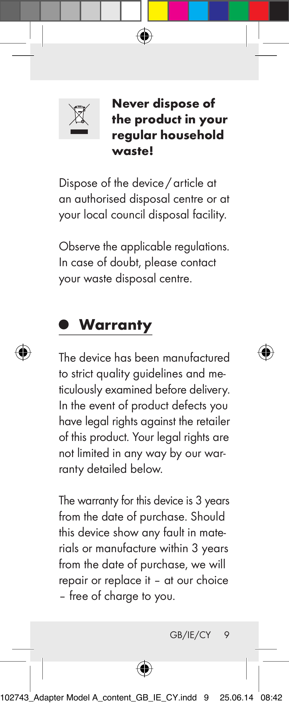 Warranty | Silvercrest Z31306A, Z31306A-W User Manual | Page 9 / 19