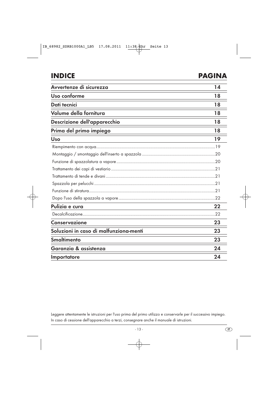 Indice pagina | Silvercrest SDRB 1000 A1 User Manual | Page 15 / 62