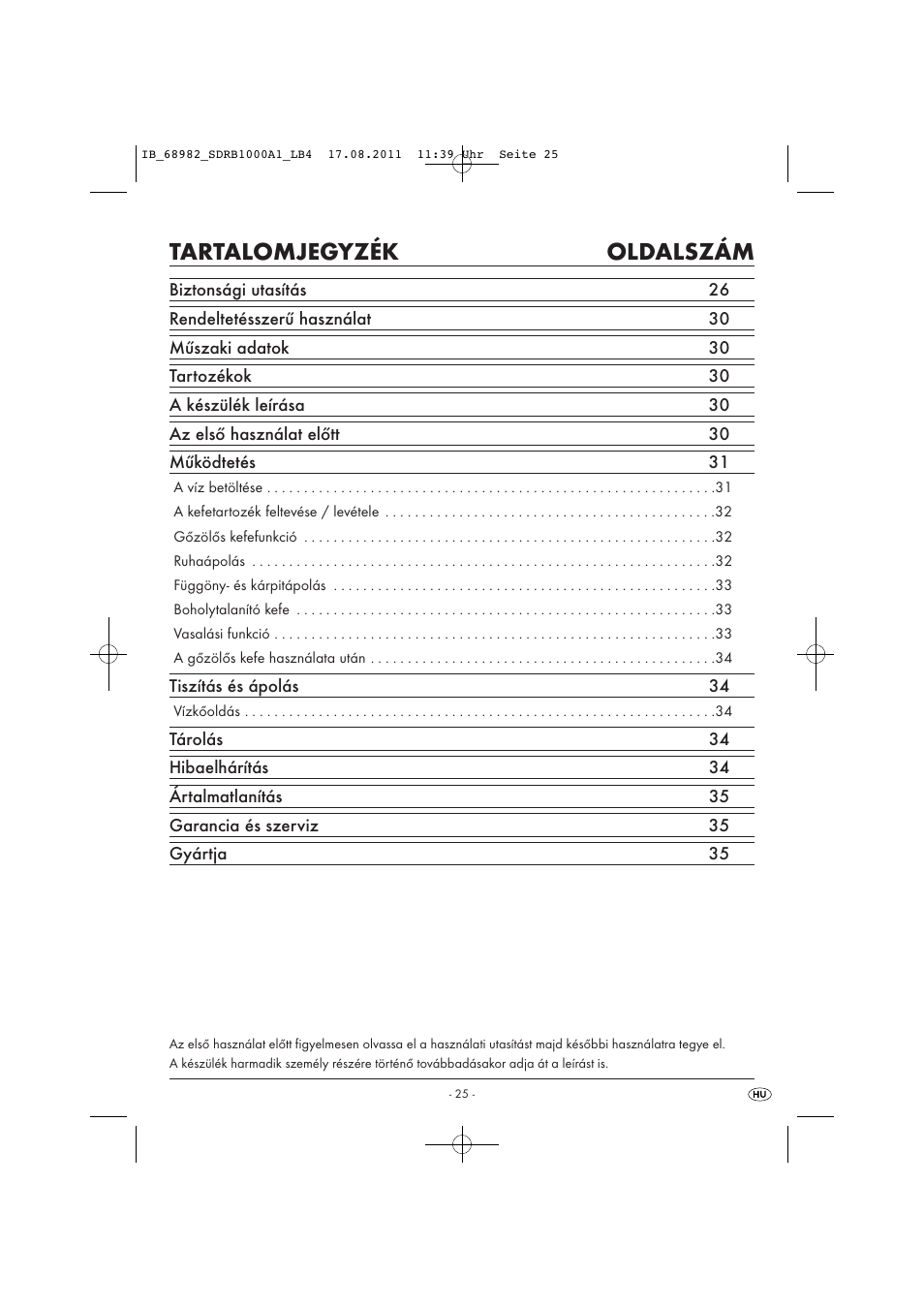 Tartalomjegyzék oldalszám | Silvercrest SDRB 1000 A1 User Manual | Page 27 / 86