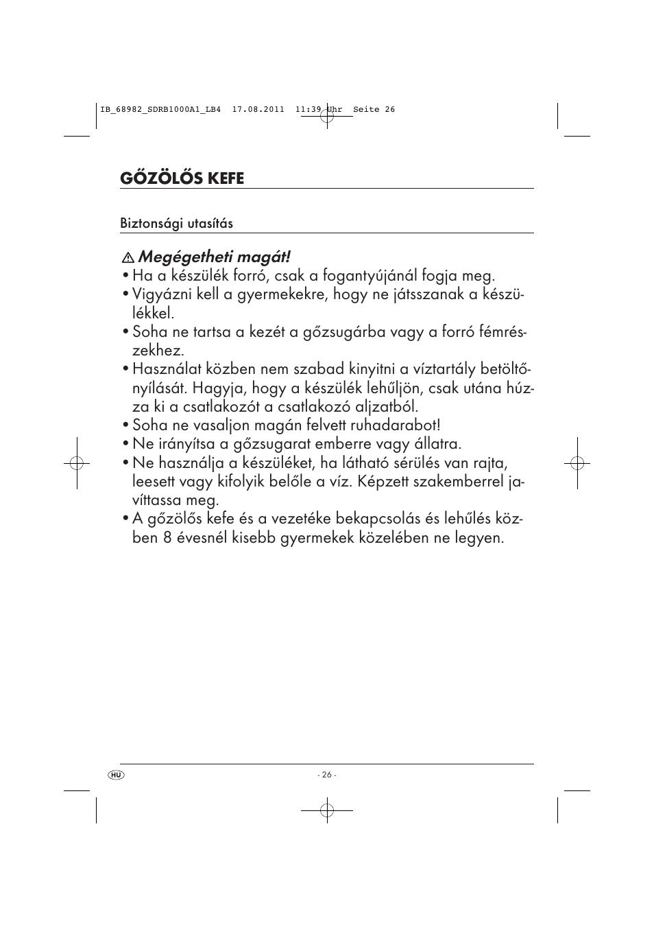 Megégetheti magát | Silvercrest SDRB 1000 A1 User Manual | Page 28 / 86
