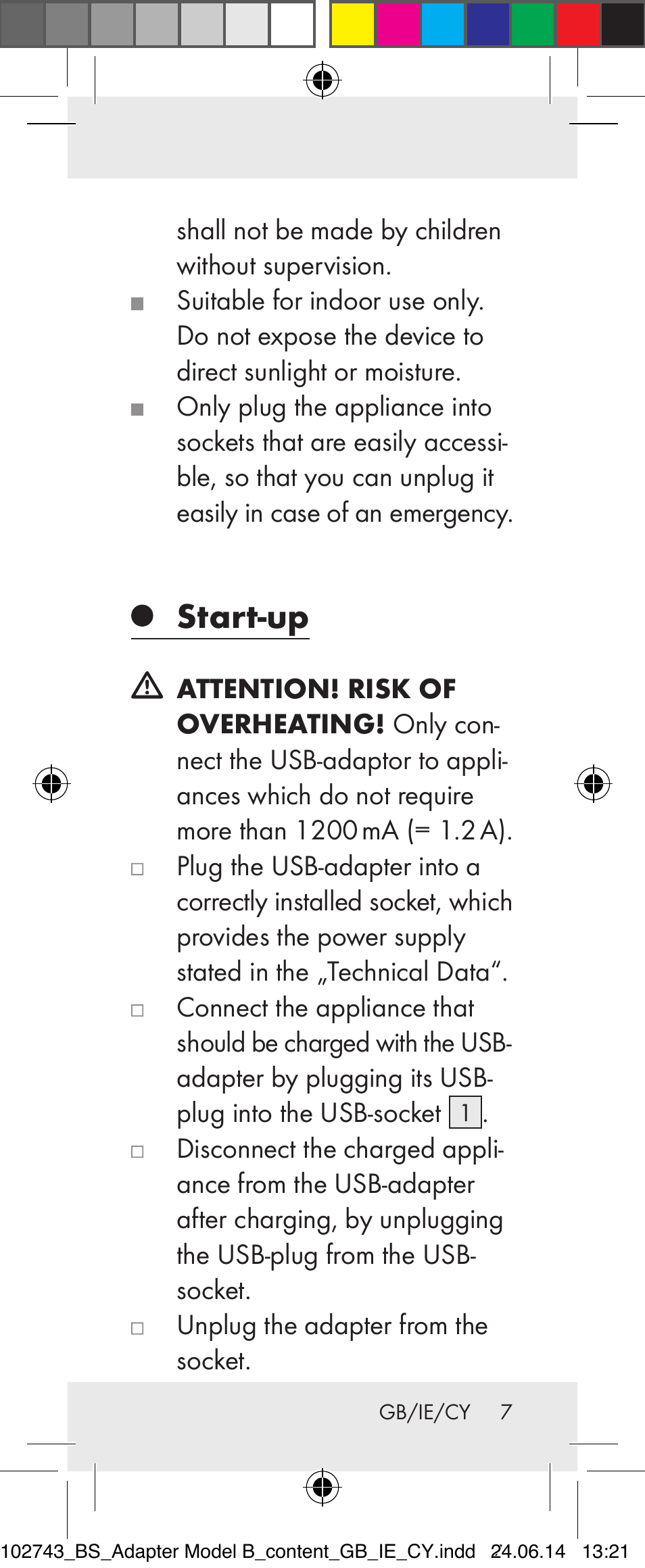Start-up | Silvercrest Z31306B-BS, Z31306B-BS-W User Manual | Page 7 / 19