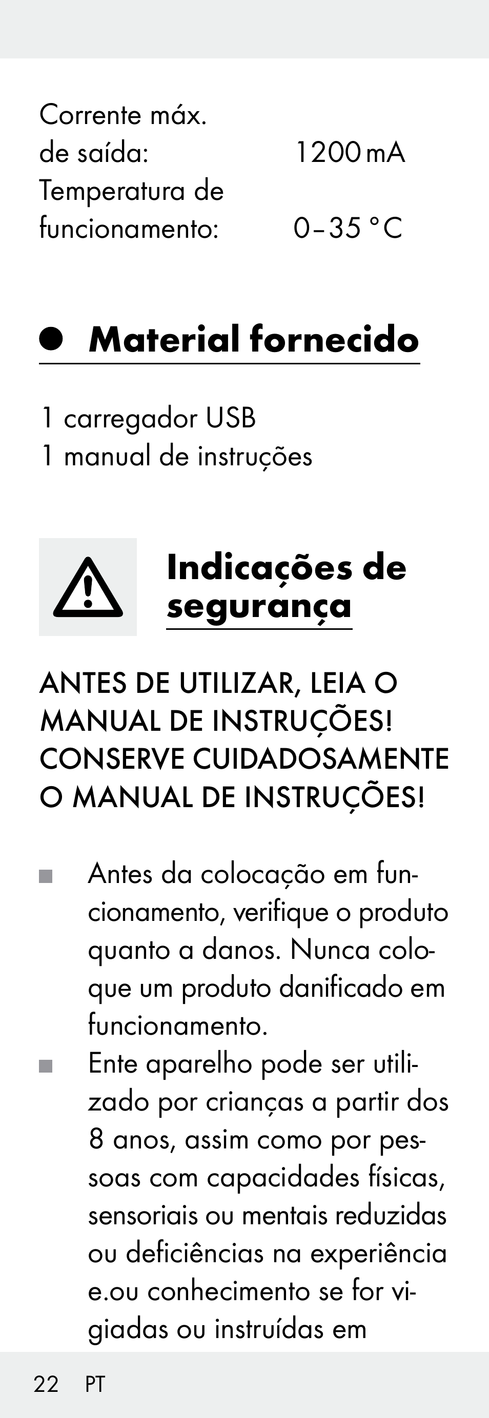Material fornecido, Indicações de segurança | Silvercrest Z31306A, Z31306A-W User Manual | Page 22 / 43