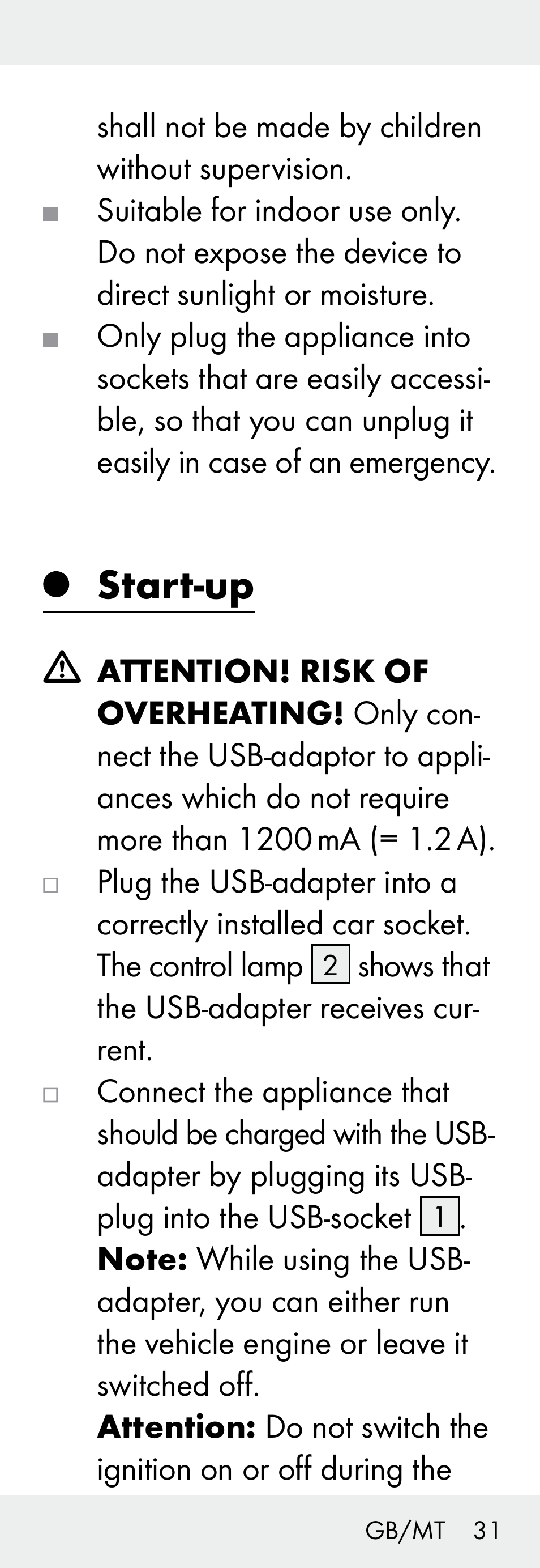 Start-up | Silvercrest Z31306A, Z31306A-W User Manual | Page 31 / 43