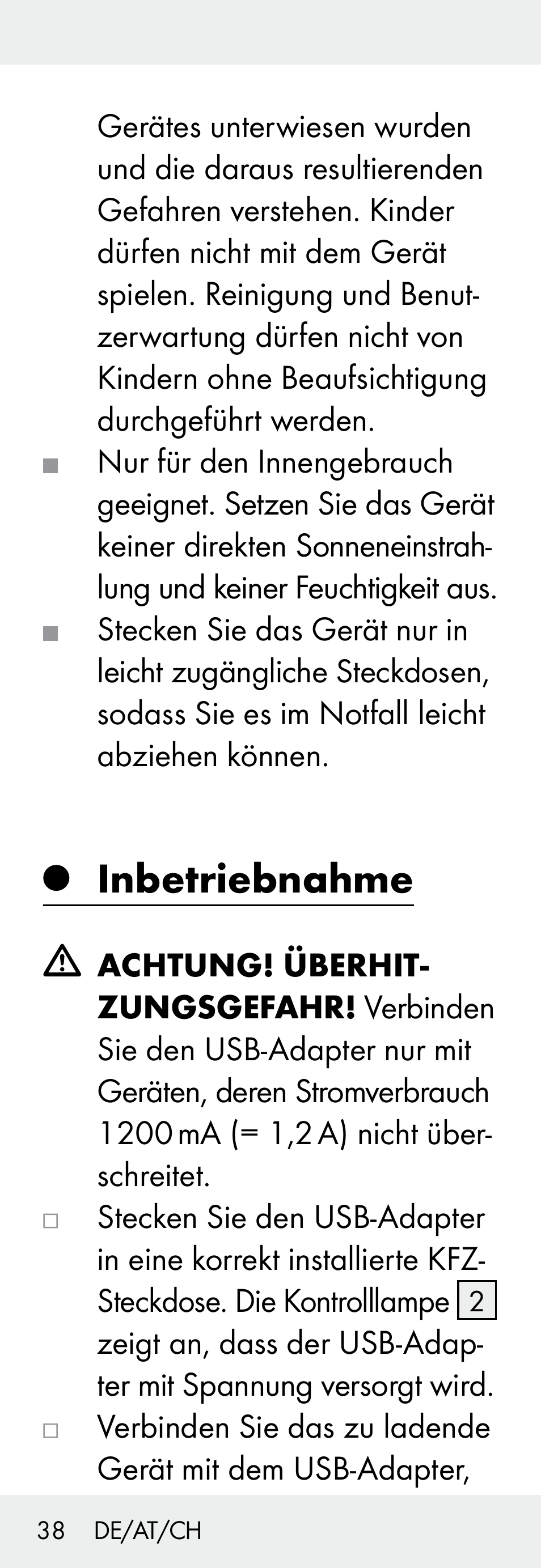 Inbetriebnahme | Silvercrest Z31306A, Z31306A-W User Manual | Page 38 / 43