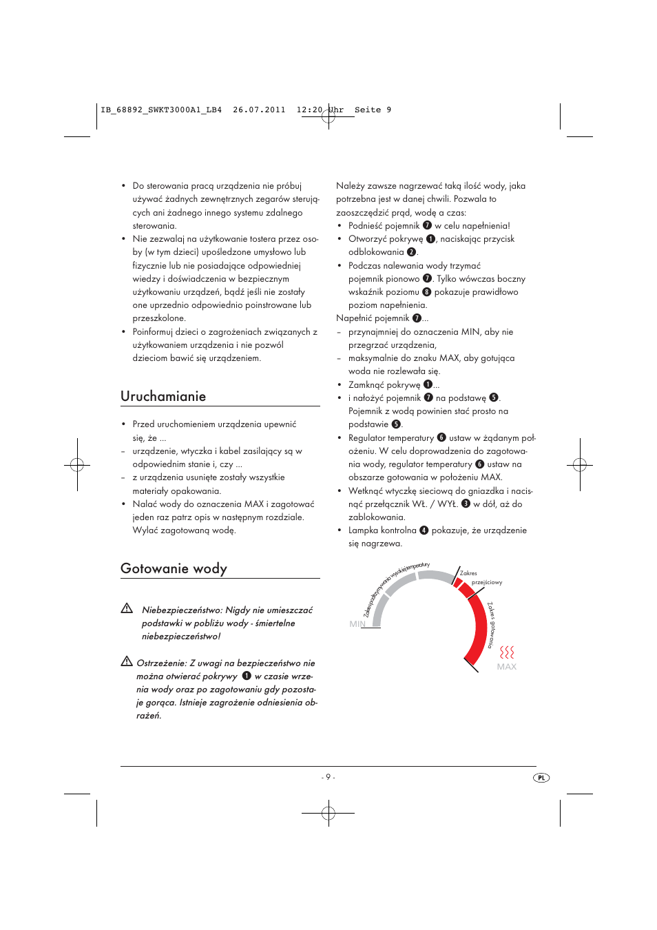 Uruchamianie, Gotowanie wody | Silvercrest SWKT 3000 A1 User Manual | Page 11 / 44