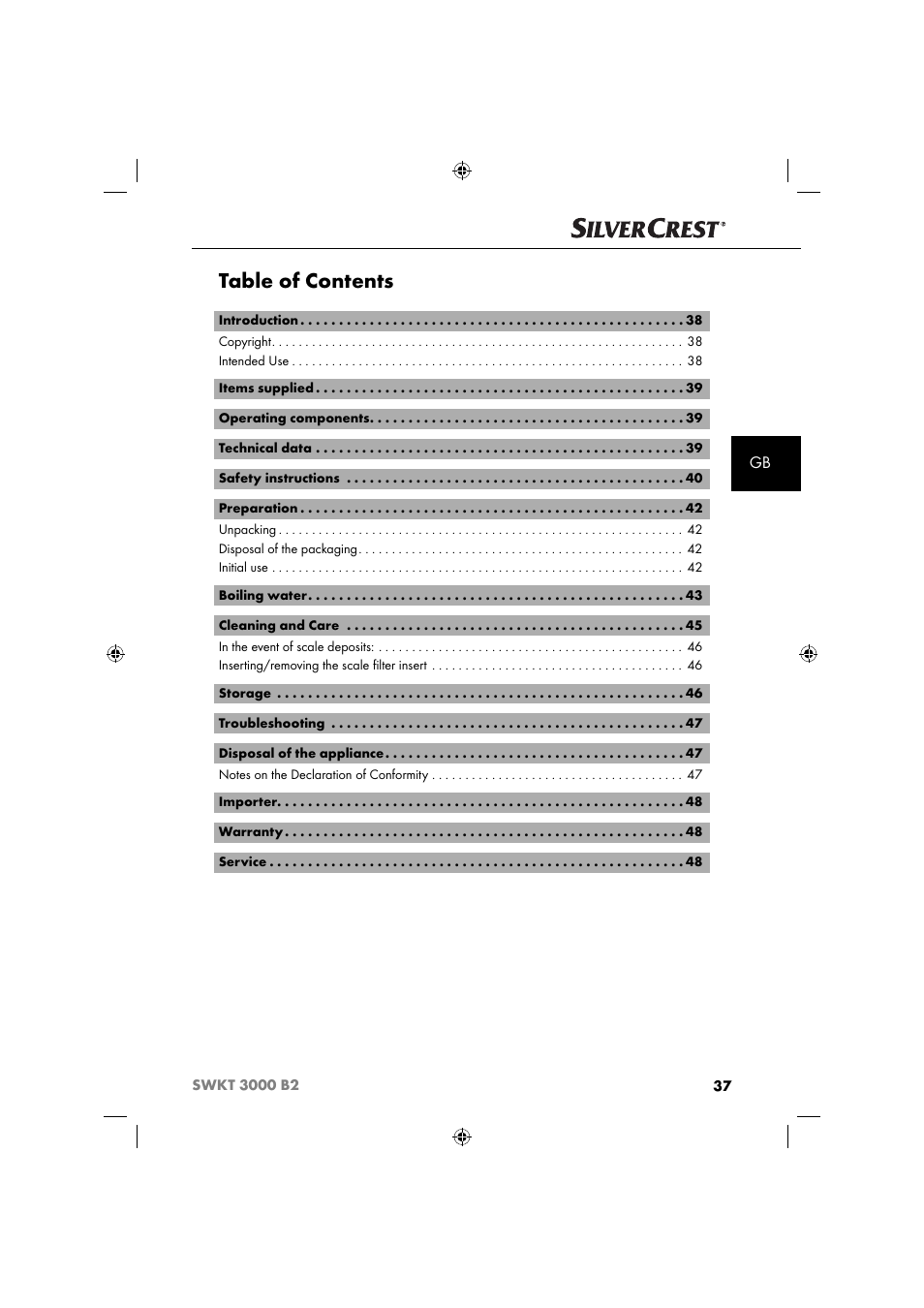 Silvercrest SWKT 3000 B2 User Manual | Page 40 / 52