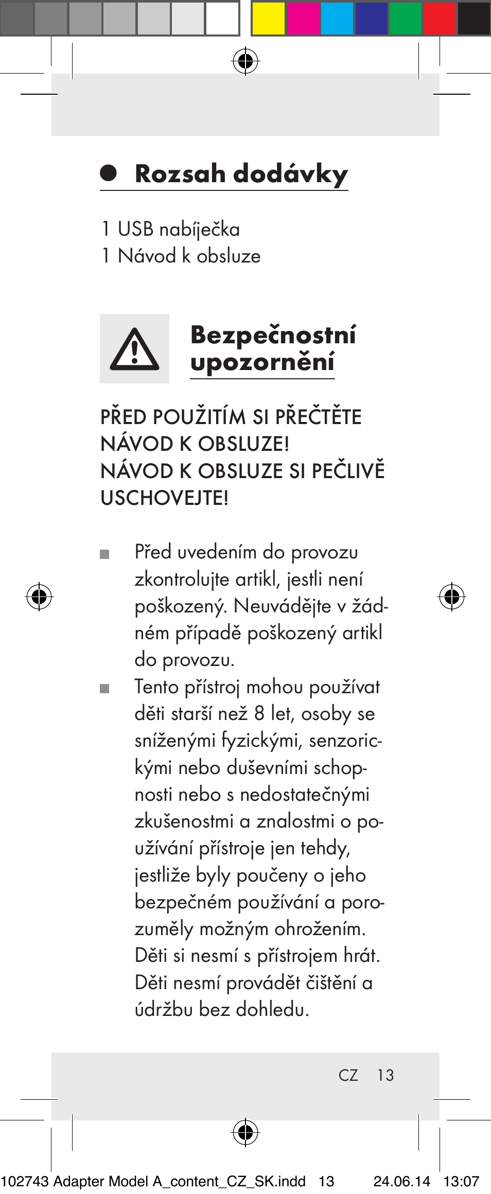 Rozsah dodávky, Bezpečnostní upozornění | Silvercrest Z31306A, Z31306A-W User Manual | Page 13 / 33
