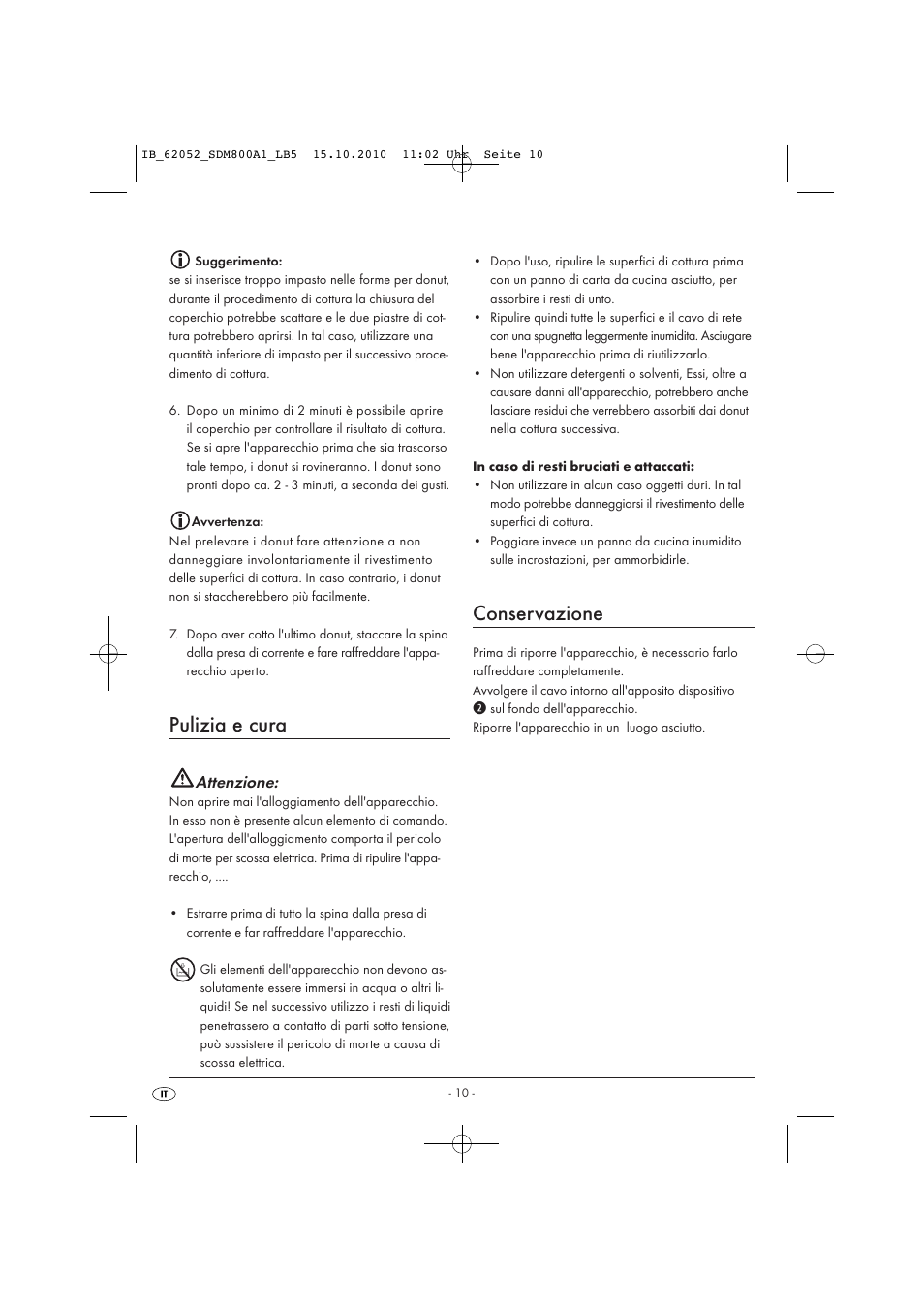 Pulizia e cura, Conservazione, Attenzione | Silvercrest SDM 800 A1 User Manual | Page 12 / 32