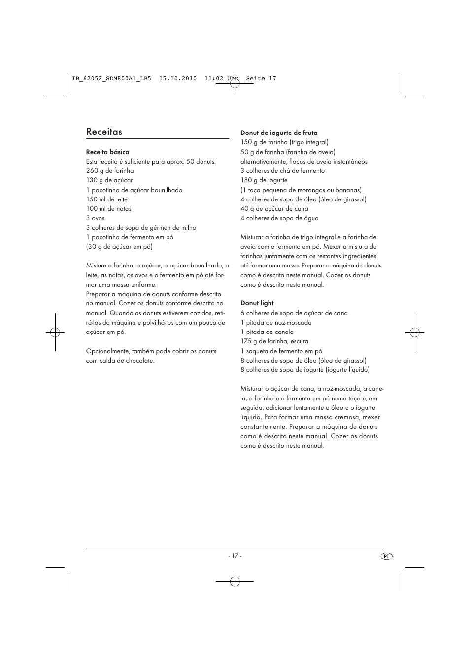 Receitas | Silvercrest SDM 800 A1 User Manual | Page 19 / 32