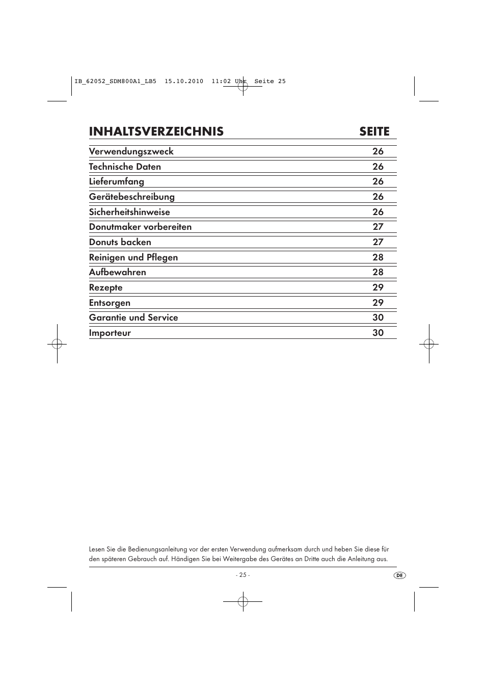 Inhaltsverzeichnis seite | Silvercrest SDM 800 A1 User Manual | Page 27 / 32