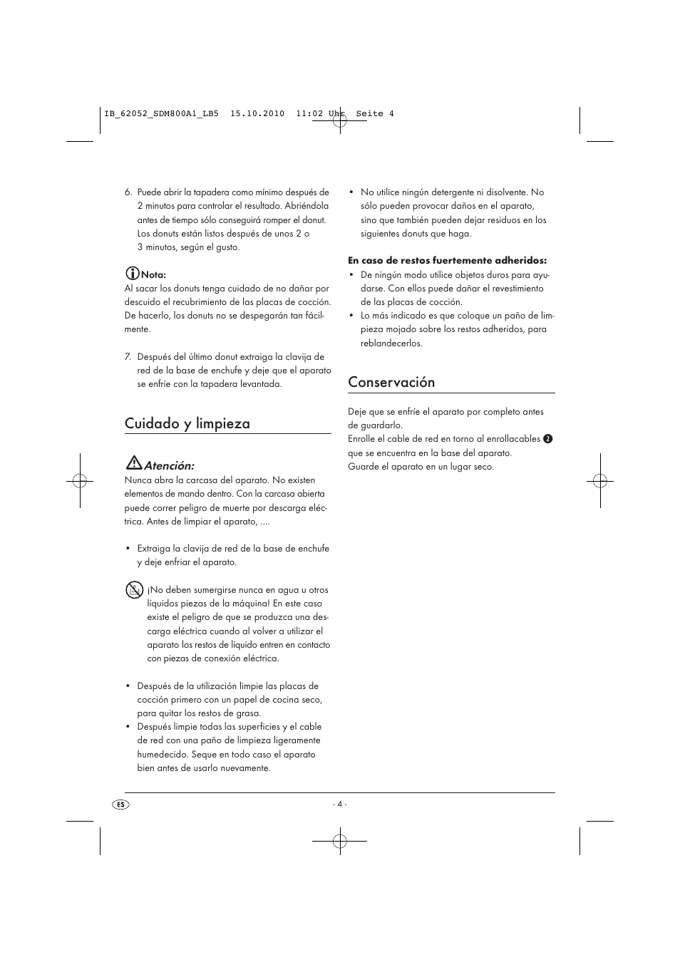 Cuidado y limpieza, Conservación, Atención | Silvercrest SDM 800 A1 User Manual | Page 6 / 32