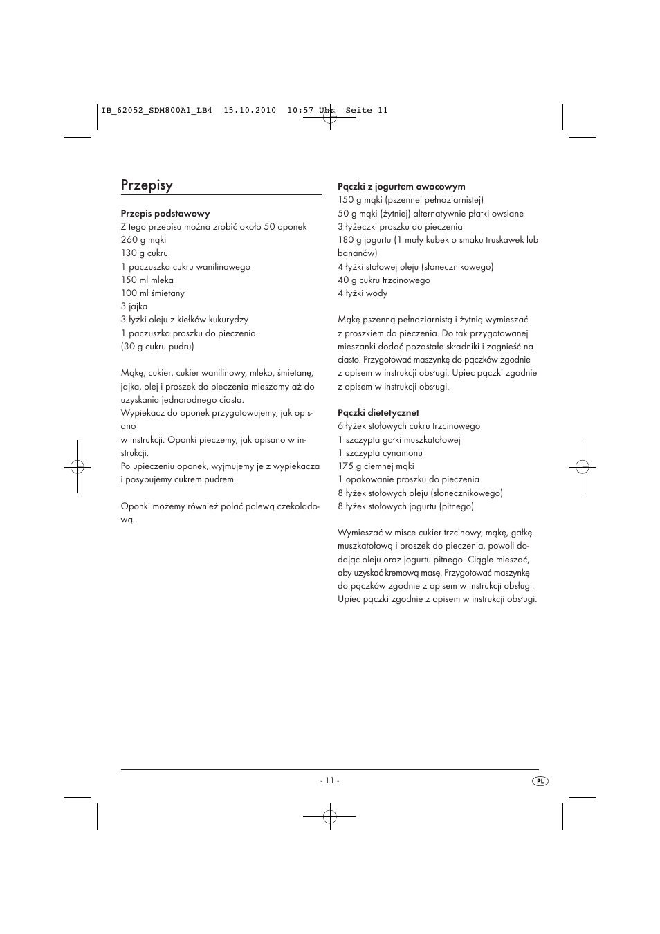 Przepisy | Silvercrest SDM 800 A1 User Manual | Page 13 / 44