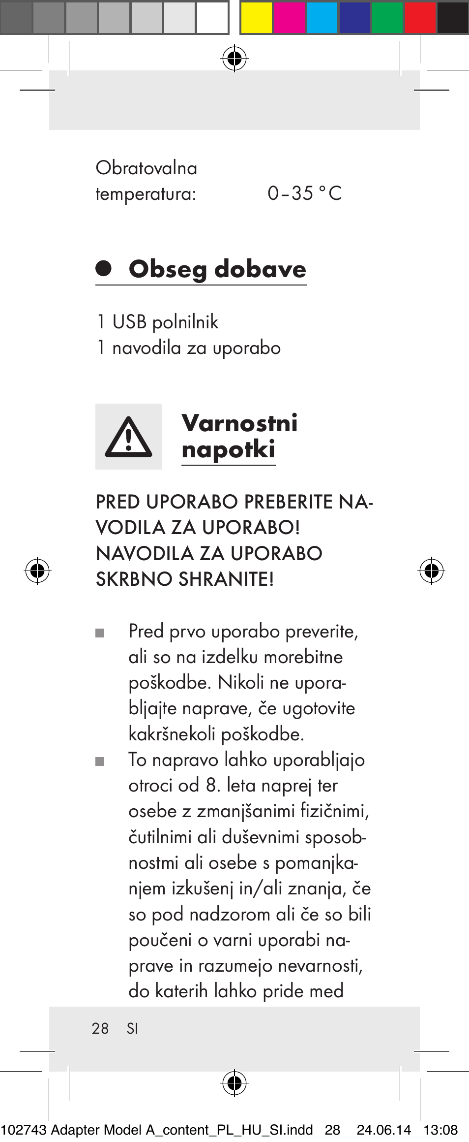 Obseg dobave, Varnostni napotki | Silvercrest Z31306A, Z31306A-W User Manual | Page 28 / 43