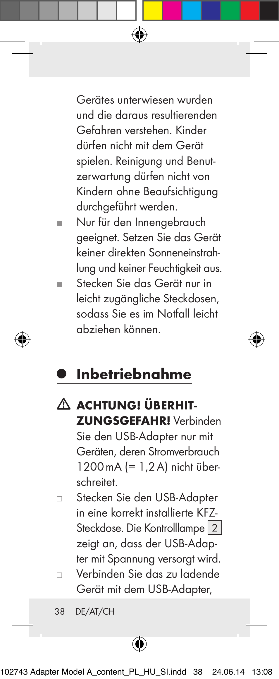 Inbetriebnahme | Silvercrest Z31306A, Z31306A-W User Manual | Page 38 / 43
