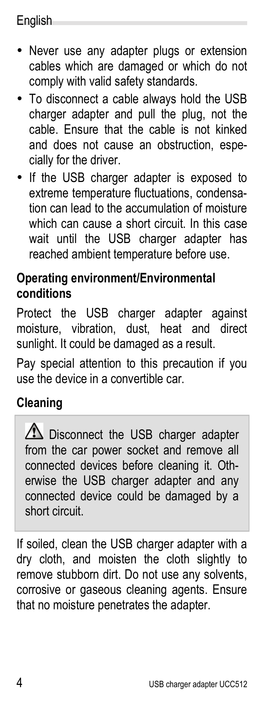 Operating environment/environmental conditions, Cleaning | Silvercrest UCC512 User Manual | Page 6 / 31