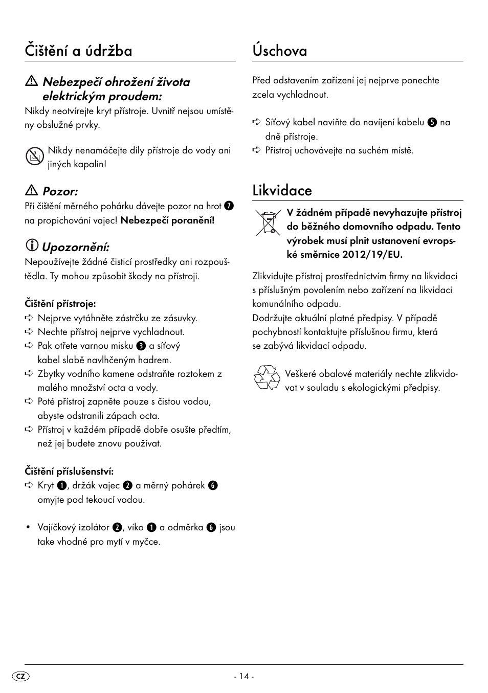 Čištění a údržba, Úschova, Likvidace | Silvercrest SEK 400 B2 User Manual | Page 17 / 27
