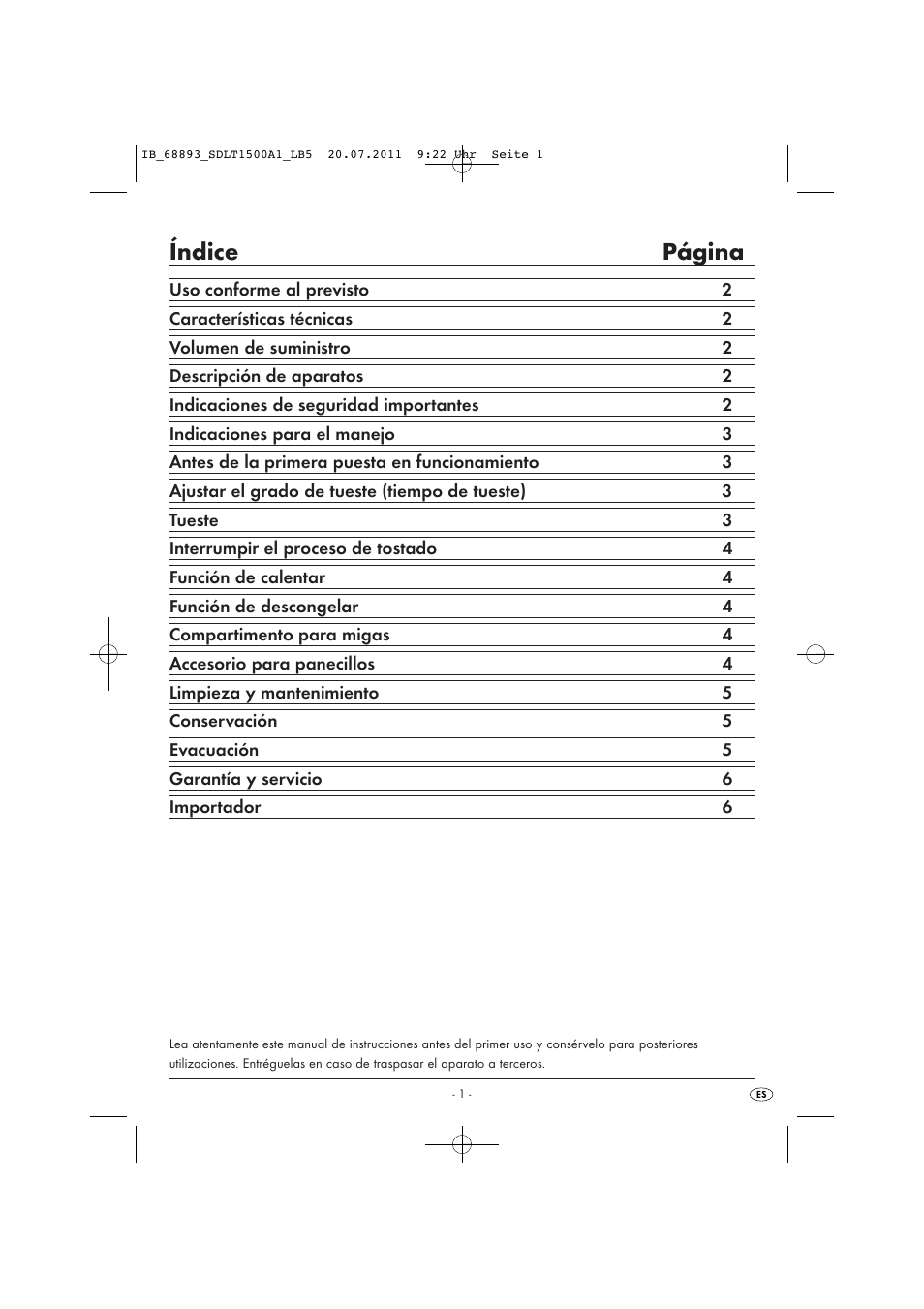 Índice página | Silvercrest SDLT 1500 A1 User Manual | Page 3 / 32