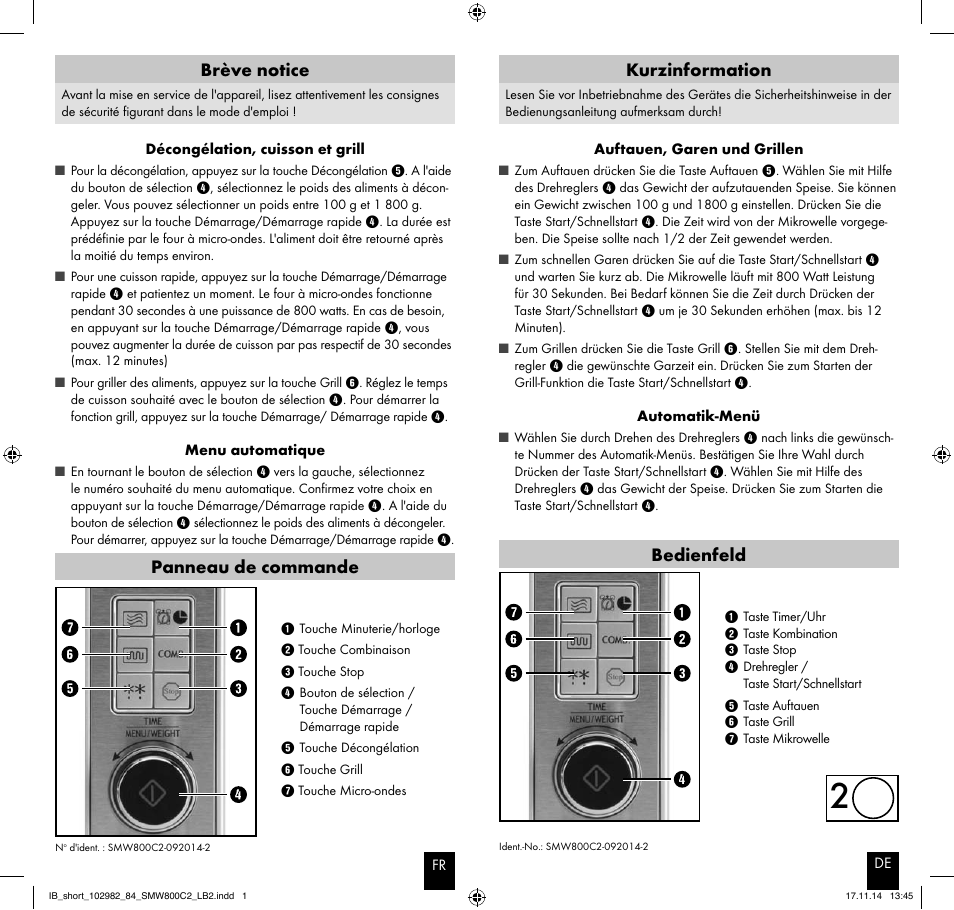 Silvercrest SMW800C2-092014-2 User Manual | 2 pages