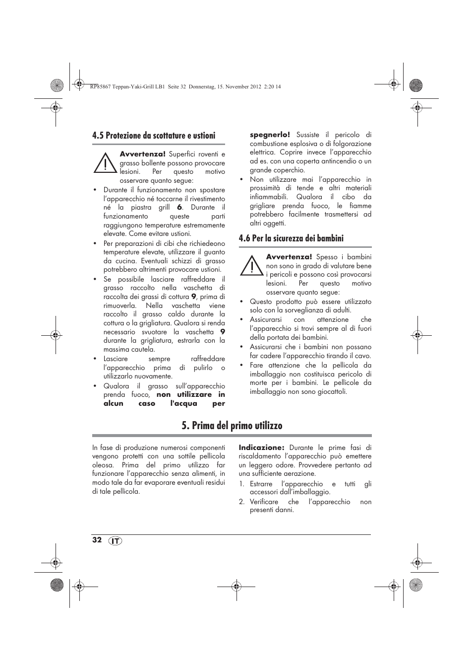 Prima del primo utilizzo, 5 protezione da scottature e ustioni, 6 per la sicurezza dei bambini | Silvercrest STYG 2000 A2 User Manual | Page 34 / 62