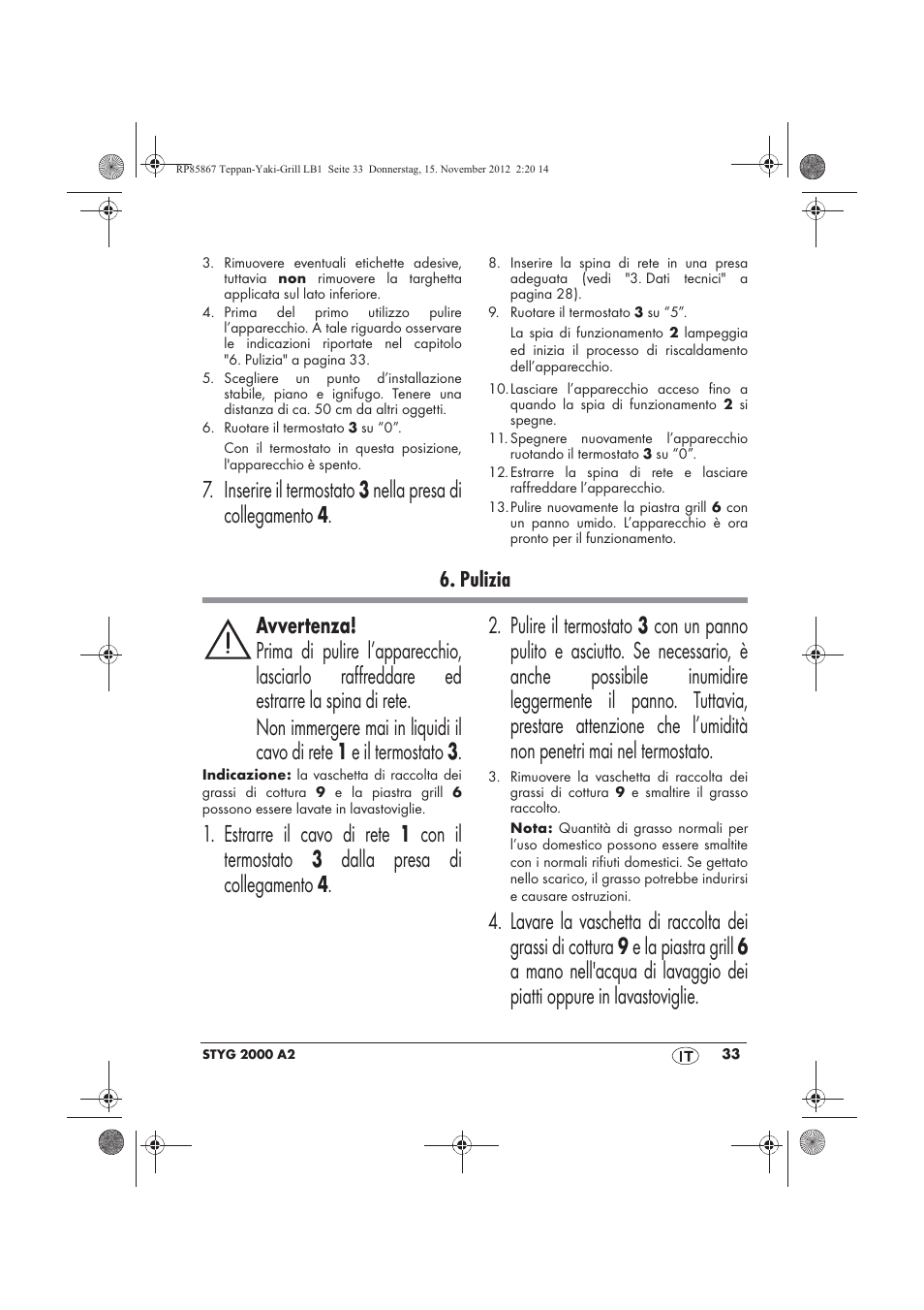 Pulizia | Silvercrest STYG 2000 A2 User Manual | Page 35 / 62