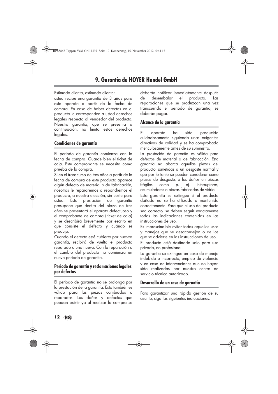 Garantía de hoyer handel gmbh | Silvercrest STYG 2000 A2 User Manual | Page 14 / 62