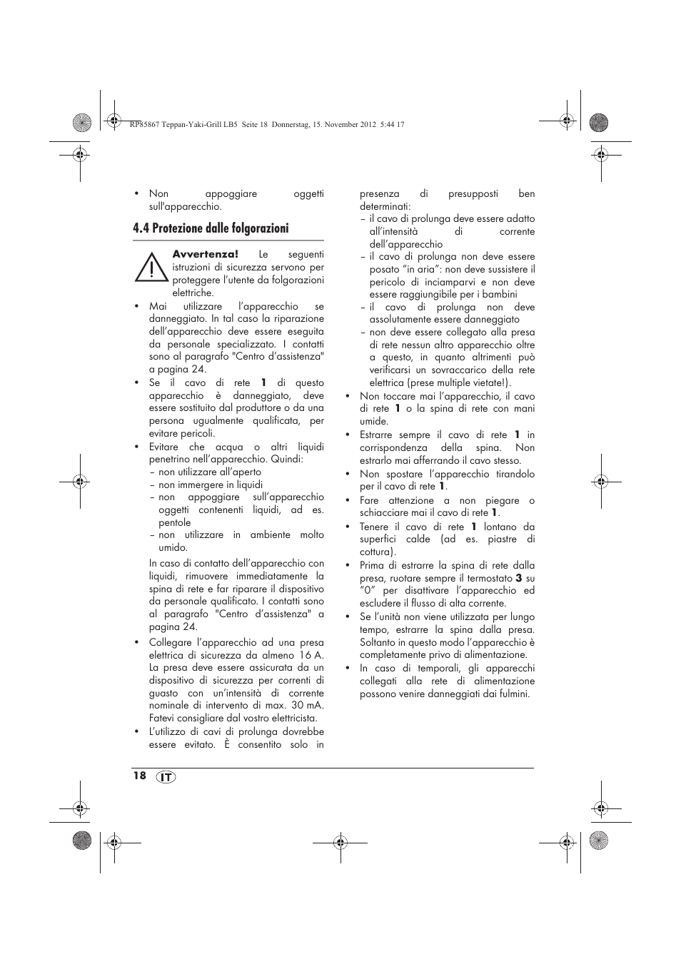 4 protezione dalle folgorazioni | Silvercrest STYG 2000 A2 User Manual | Page 20 / 62